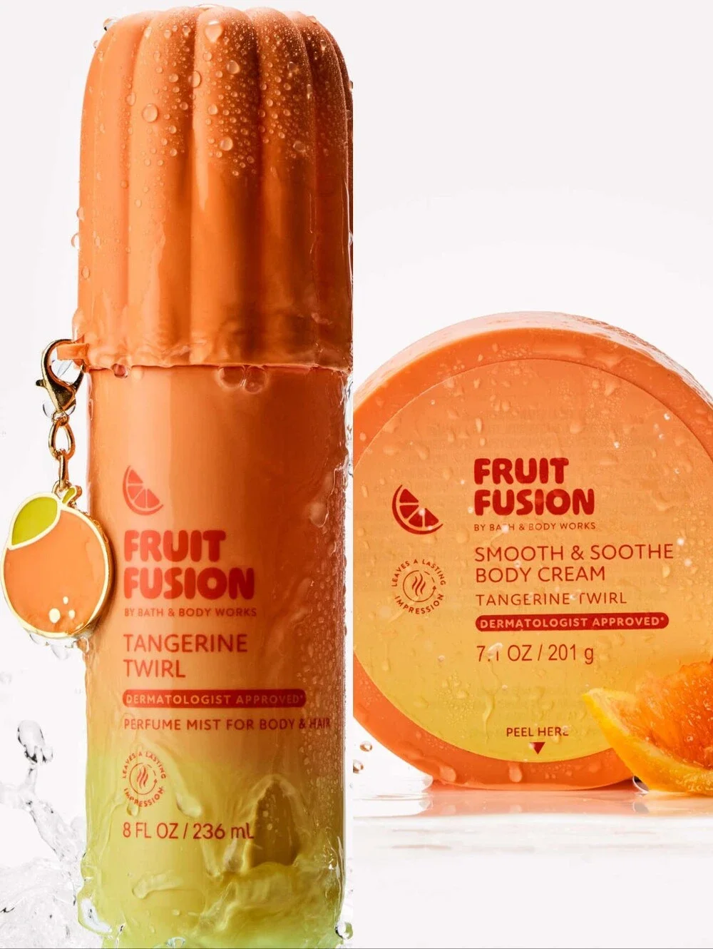 Bath & Body Works Fruit Fusion Tangerine Twirl Body Mist & Cream Set NEW